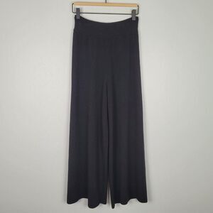 A.L.C. Size S Wide Leg Knit Pants Pull On Elastic Waist Ankle High Waist Black